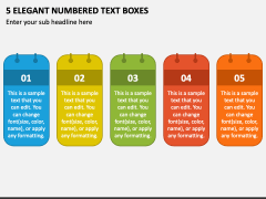 5 Elegant Numbered Text Boxes PPT Slide 1