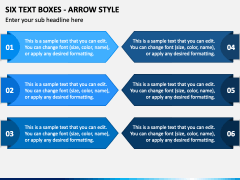 Six Text Boxes - Arrow Style PPT Slide 2