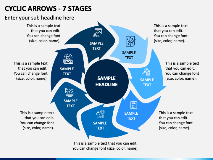 Cyclic Arrows 7 Stages PPT Slide 1