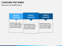 3 Features Text Boxes PPT Slide 1