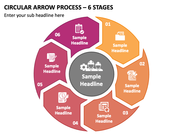Circular Arrow Process - 6 Stages PPT Slide 2