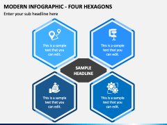 Modern Infographic - Four Hexagons PPT Slide 2