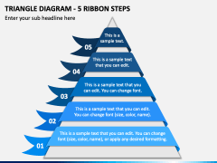 Triangle Diagram - 5 Ribbon Steps PPT Slide 2