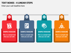 Text Boxes - 4 Linear Steps PPT Slide 1