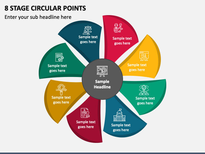 8 Stage Circular Points PPT Slide 1