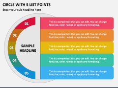 Circle with 5 List Points PPT Slide 1