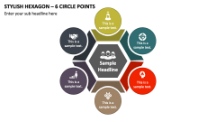 Stylish Hexagon - 6 Circle Points PPT Slide 1