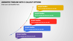 Animated Timeline with 5 Callout Options PPT Slide 1