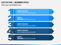 List of Five - Number Style PPT Slide 2