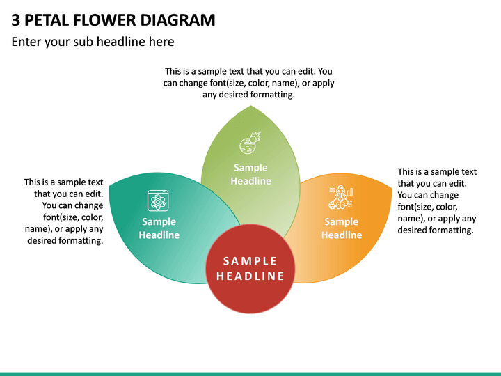 Powerpoint 3 Petal Flower Diagram