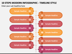 10 Steps Modern Infographic - Timeline Style PPT Slide 1