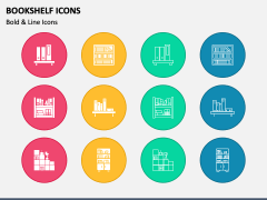 Bookshelf Icons PPT Slide 1