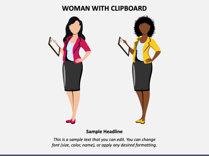 Woman with Clipboard PowerPoint Template and Google Slides Theme