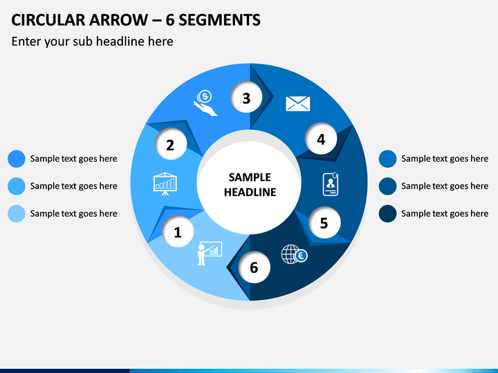 Circular Arrow - 6 Segments PPT Slide 1