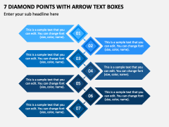 7 Diamond Points with Arrow Text Boxes PPT Slide 2