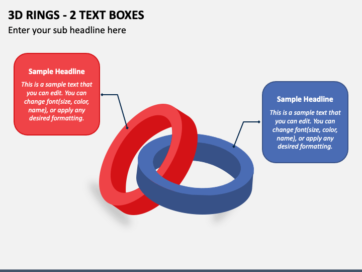 3D Rings - 2 Text Boxes PPT Slide 1