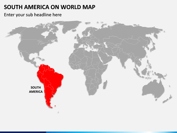 South America on World Map PPT Slide 1