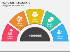 Half Circle - 5 Segments PPT Slide 1