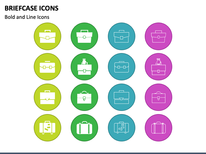Briefcase Icons PPT Slide 1