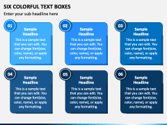 Six Colorful Text Boxes PPT Slide 2