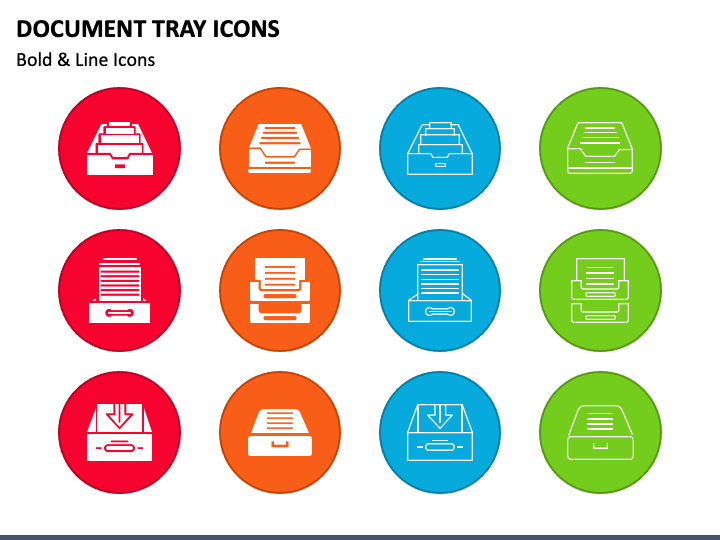 Document Tray Icons PPT Slide 1