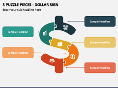 5 Puzzle Pieces - Dollar Sign PPT Slide 1