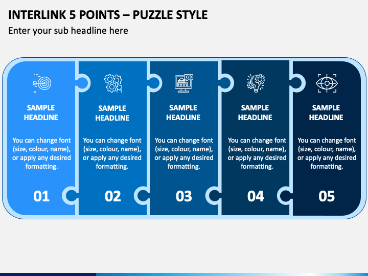 Interlink 5 Points - Puzzle Style PPT Slide 1
