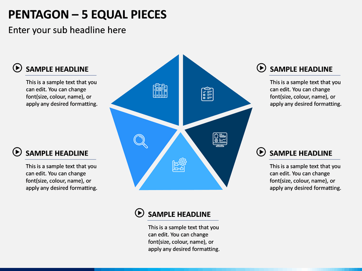 Pentagon – 5 Equal Pieces PPT Slide 1