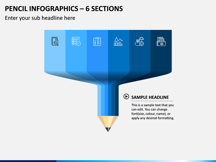 Pencil Infographics – 6 Sections PPT Slide 1