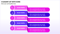 5 Elegant List with Icons PPT Slide 1