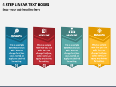 4 Step Linear Text Boxes PPT Slide 1