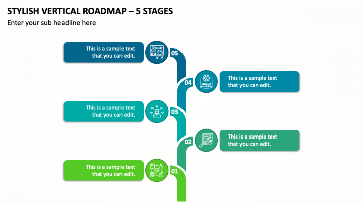 Stylish Vertical Roadmap - 5 Stages PPT Slide 1