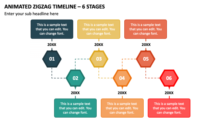 Animated Zigzag Timeline - 6 Stages PPT Slide 1