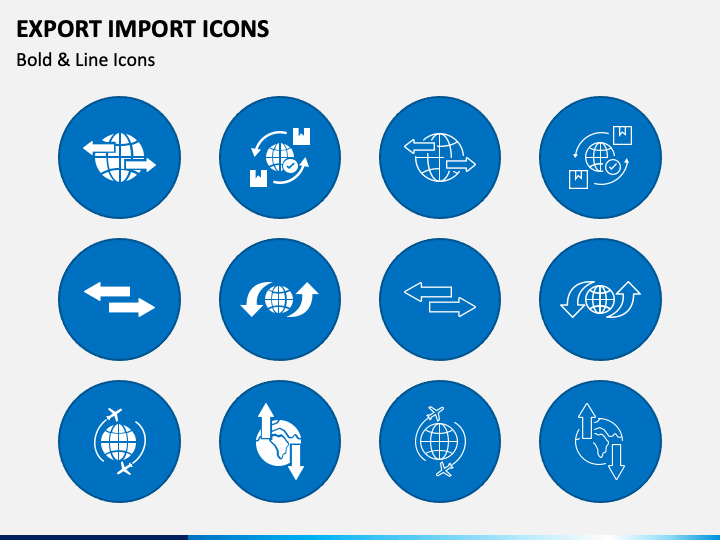Export import icons powerpoint template ppt slides sketchbubble
