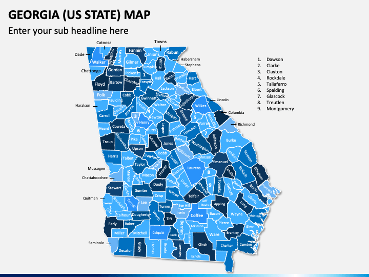 Georgia (US State) Map PPT Slide 1