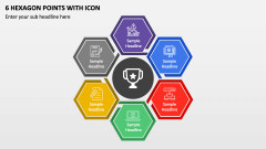 6 Hexagon Points with Icon PPT Slide 1