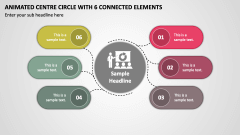 Animated Centre Circle with 6 Connected Elements PPT Slide 1