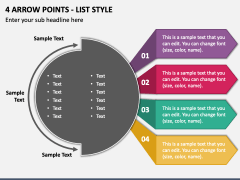 4 Arrow Points - List Style PPT Slide 1