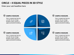 Circle – 4 Equal Pieces in 3d Style PPT Slide 1