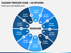 Elegant Process Flow - 10 Options PPT Slide 2