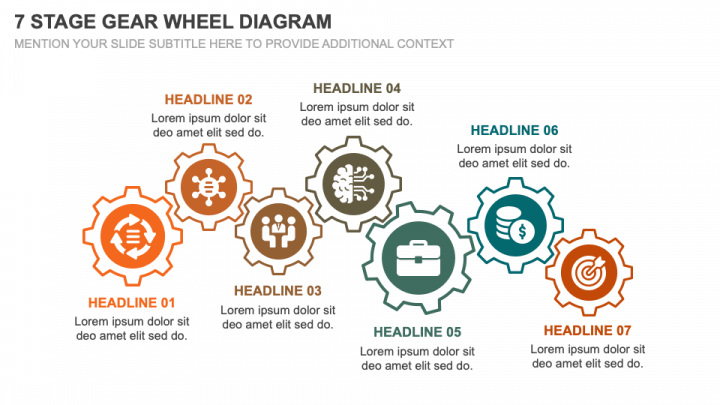 7 Stage Gear Wheel Diagram PPT Slide 1