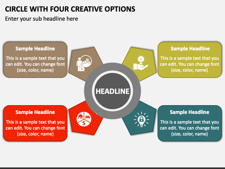 Circle with Four Creative Options PPT Slide 1