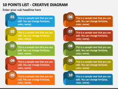 10 Points List - Creative Diagram PPT Slide 1