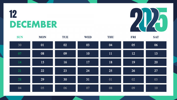 Creative Calendar 2025 for PowerPoint and Google Slides - PPT Slides