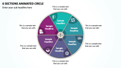 6 Sections Animated Circle PPT Slide 1