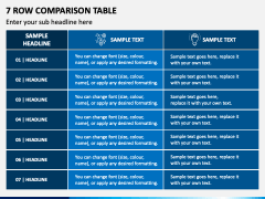 7 Row Comparison Table PPT Slide 1