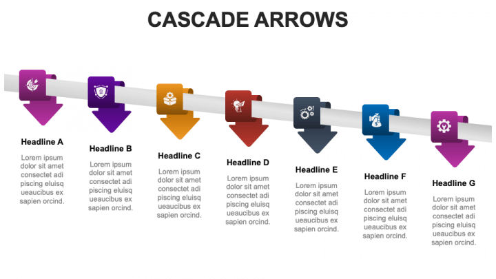Free - Cascade Arrows Slides for PowerPoint and Google Slides - PPT Slides