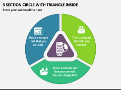 3 Section Circle with Triangle Inside PPT Slide 1