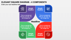 Elegant Square Diagram - 4 Components PPT Slide 1