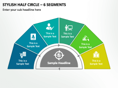 Stylish Half Circle - 6 Segments PPT Slide 2